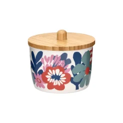 Azucarero con diseño de melamina y tapa de bambú