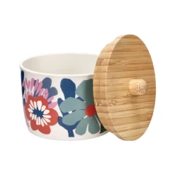 Azucarero con diseño de melamina y tapa de bambú