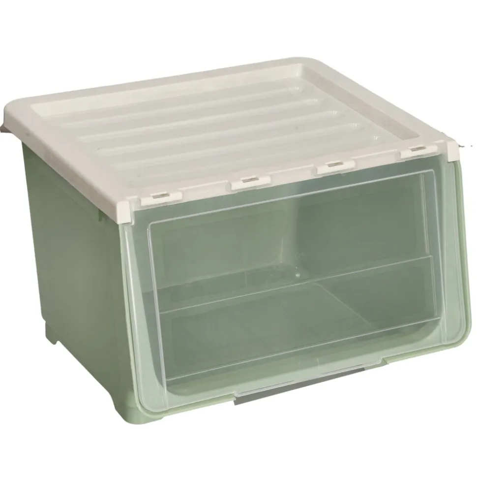 Caja apilable de plástico con ruedas 34 L