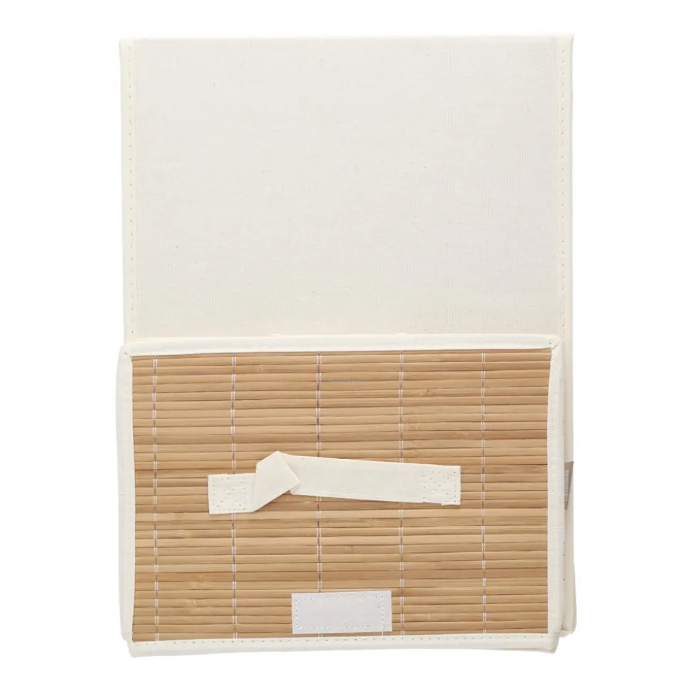 Caja con tapa de bambú y algodón 28x36x19 cm