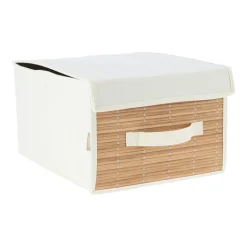 Caja con tapa de bambú y algodón 28x36x19 cm