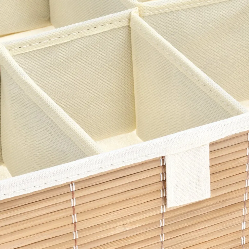 Caja de bambú y algodón con divisiones 28x28x11 cm
