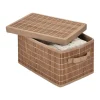 Caja organizadora de bambú y tela con tapa 35x24,5x20 cm