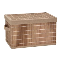 Caja organizadora de bambú y tela con tapa 35x24,5x20 cm