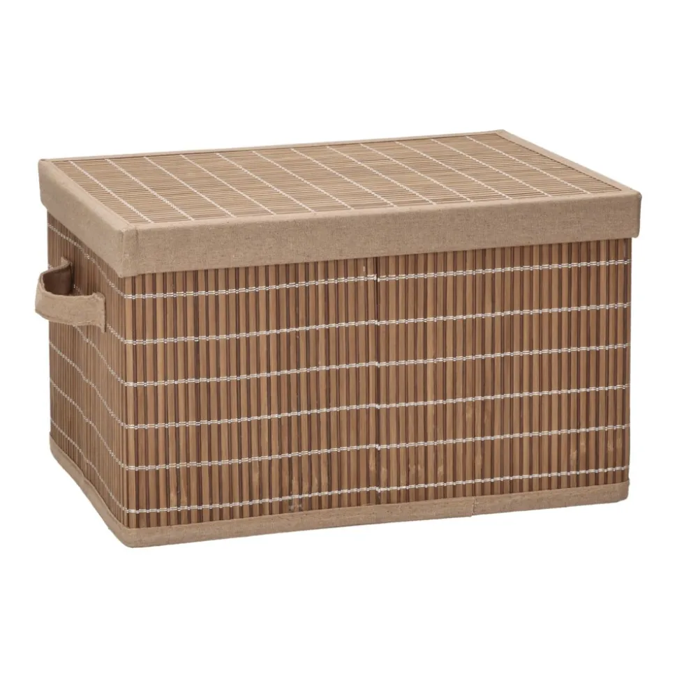 Caja organizadora de bambú y tela con tapa 39x29,5x22 cm
