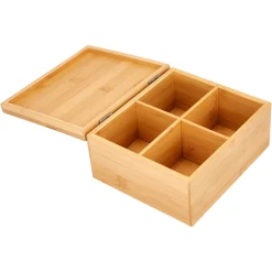 Caja para bolsas de té de madera 19x16,5x9 cm