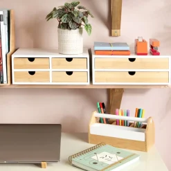 Cajonera MDF y bambú 4 cajones 33x25x12,5 cm
