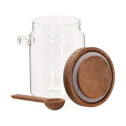 Canister de vidrio con tapa de madera y cuchara 500 ml