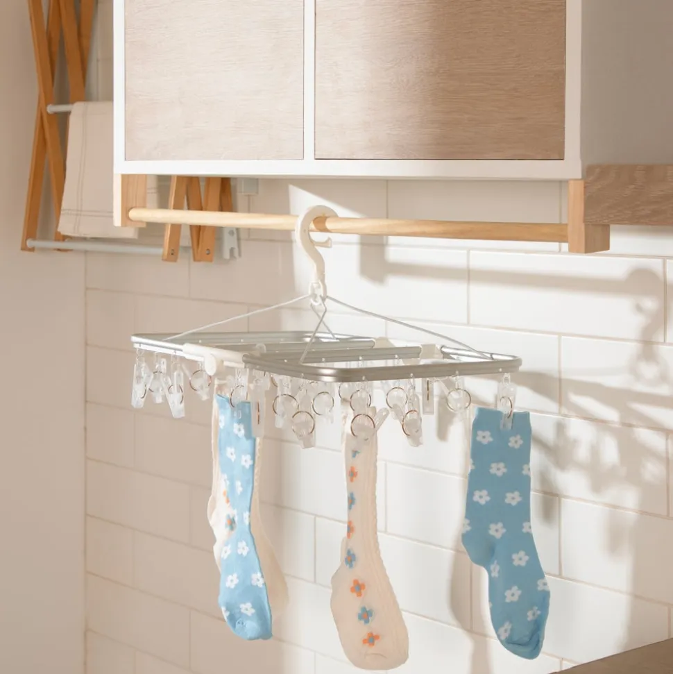 Colgador de aluminio para ropa 24 pinzas