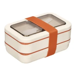 Contenedor de alimentos 2 niveles y cubiertos 900 ml