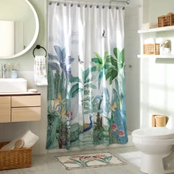Cortina de baño estampada y bordada 178x180 cm