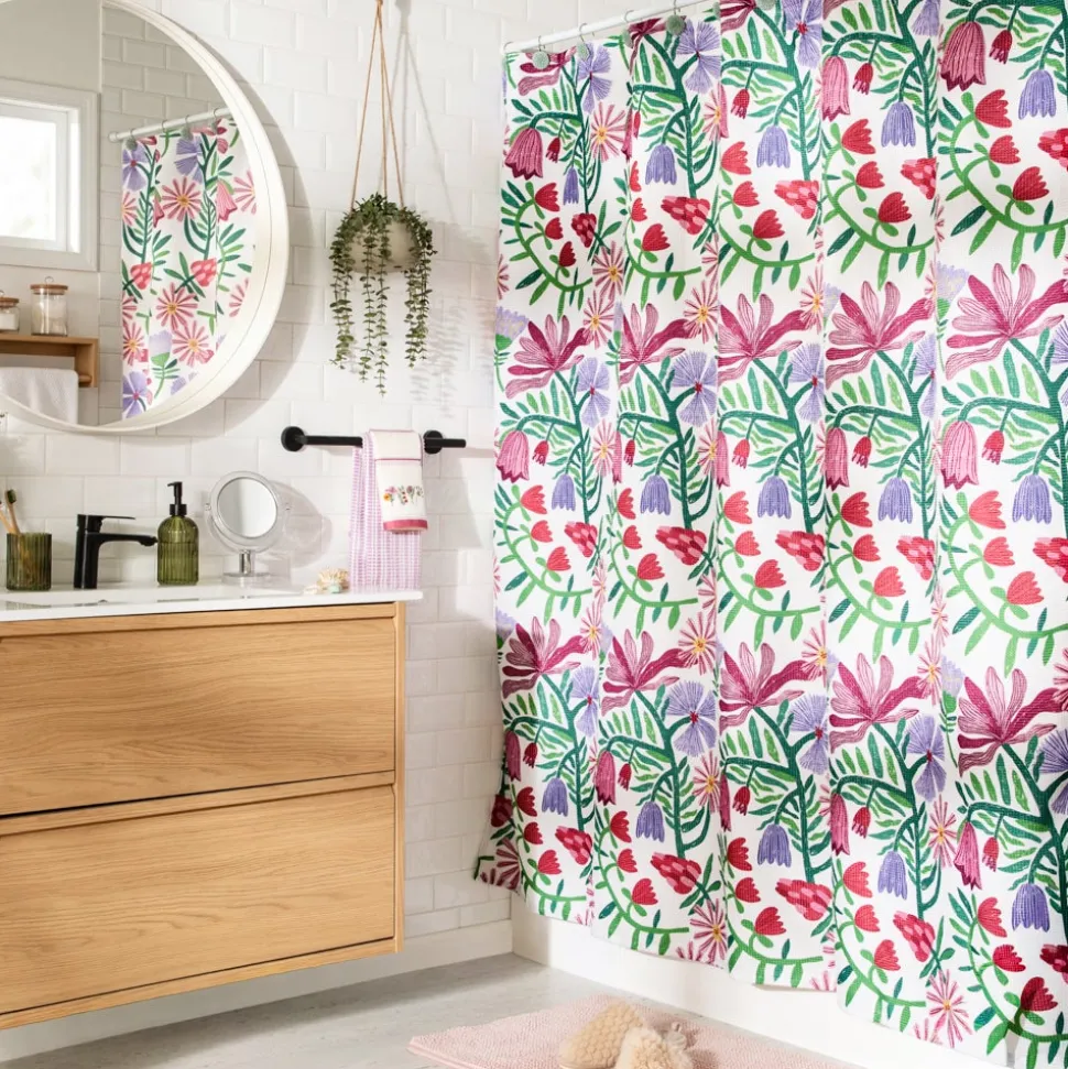 Cortina de baño waffle texturizada 180x180 cm