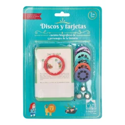 Discos y tarjetas con cuentos biográficos