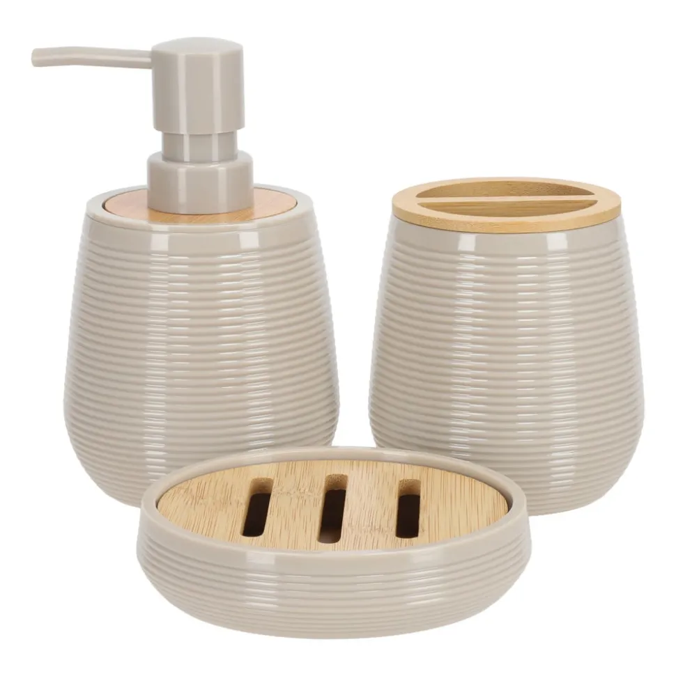 Dispensador de jabón de plástico y bambú 250 ml
