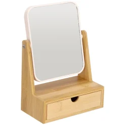 Espejo mesa con cajón de bambú