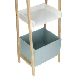 Estante de madera 3 niveles y cajón 45x140x35 cm