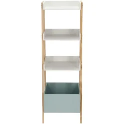 Estante de madera 3 niveles y cajón 45x140x35 cm