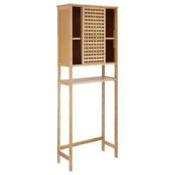 Mueble de bambú inodoro con puerta 65x29x171 cm