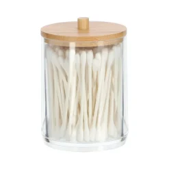 Organizador de cotonitos con tapa de bambú 7x10,5 cm
