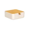 Organizador de joyas de plástico y bambú 13,5x13,5x5.3 cm