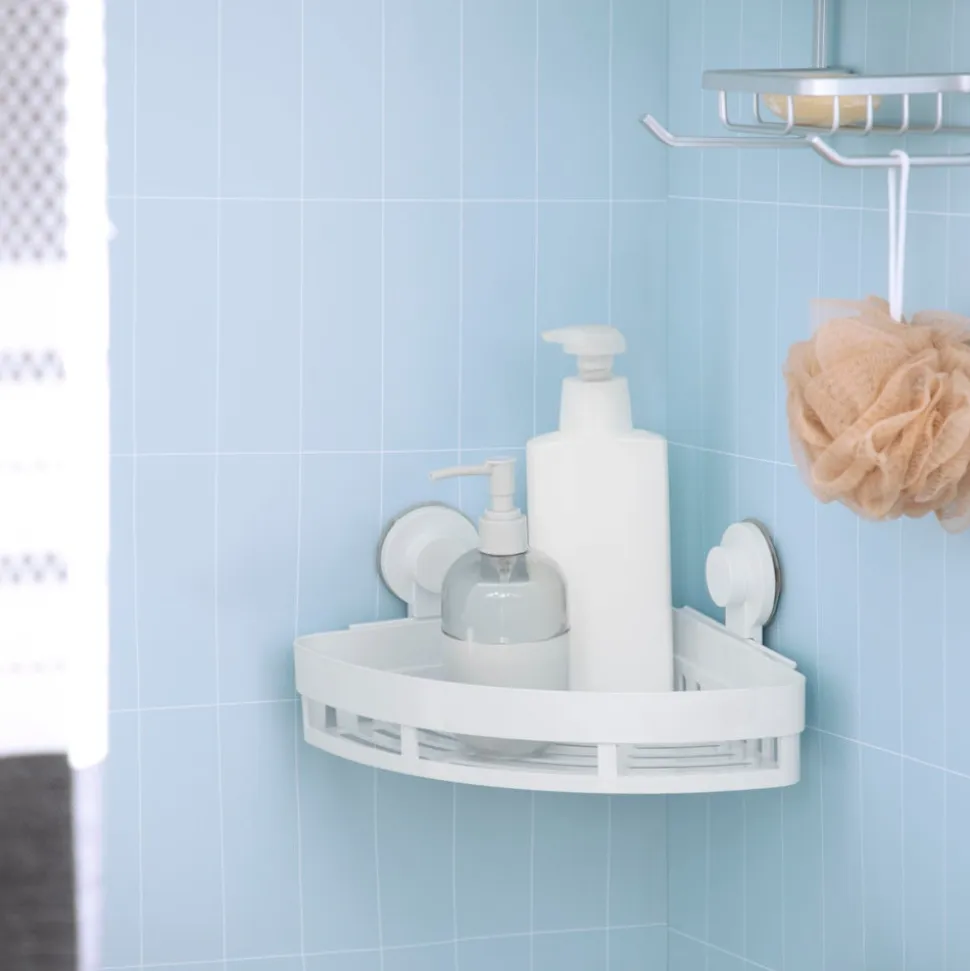 Organizador esquinero para baño con succión 25,2x25,2x12,7 cm