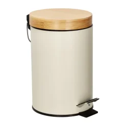 Papelero de metal y bambú 3L