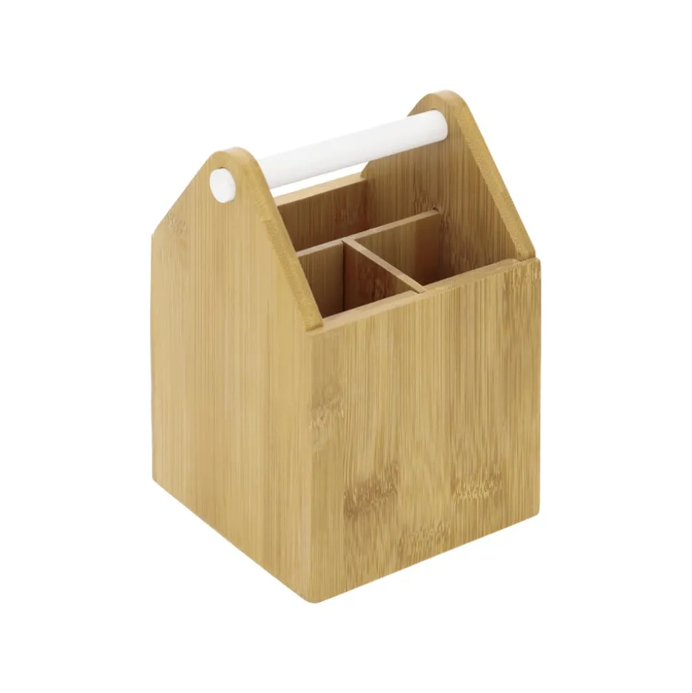 Porta lápices de madera bambú 10x10x15 cm