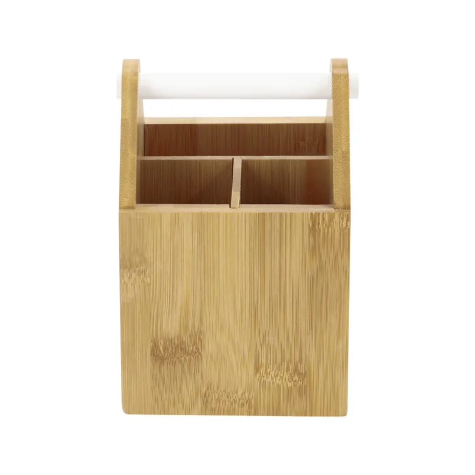 Porta lápices de madera bambú 10x10x15 cm