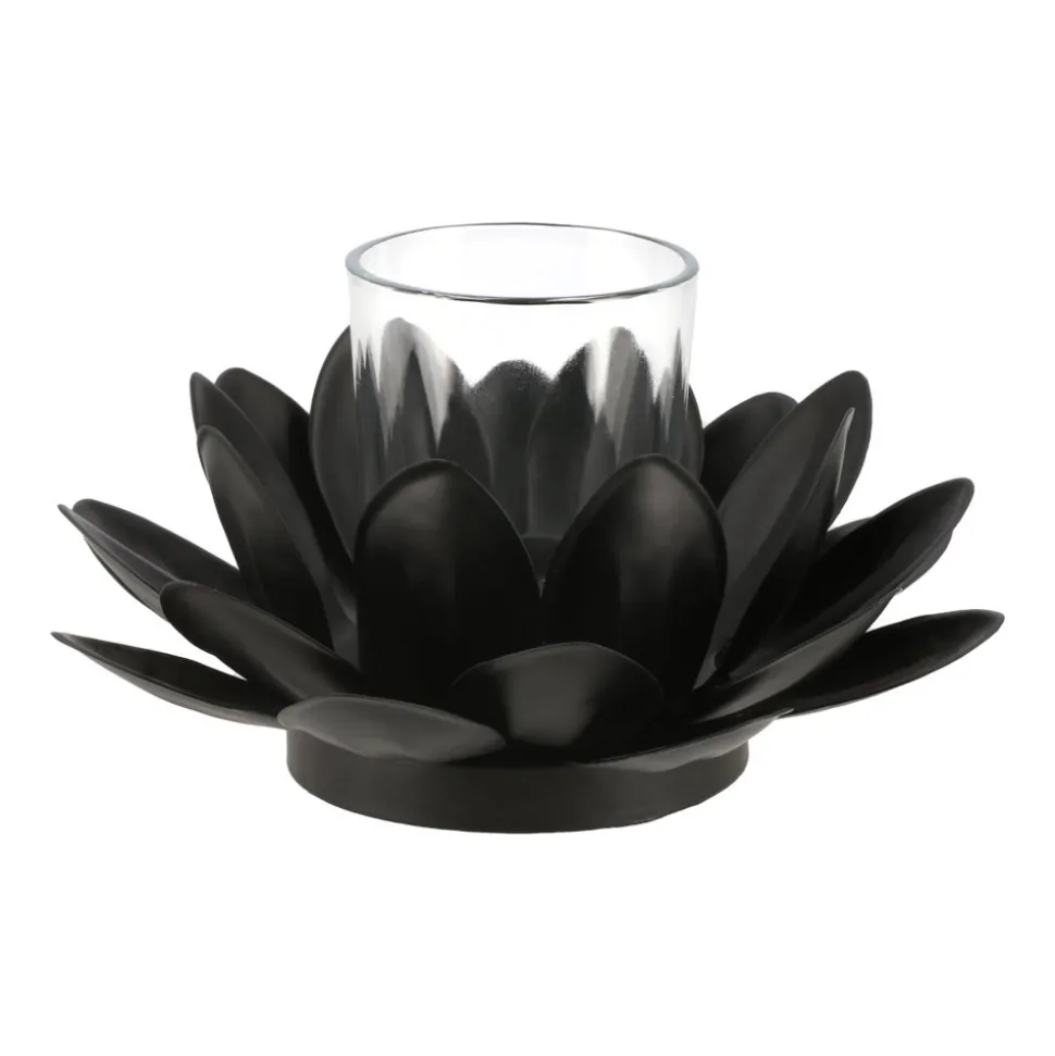 Portavela de metal con forma de flor 15,5x9 cm
