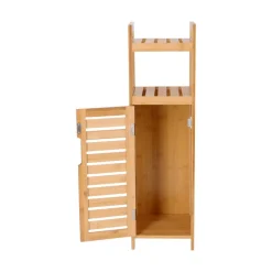 Repisa con puerta de bambú 23x23x82 cm