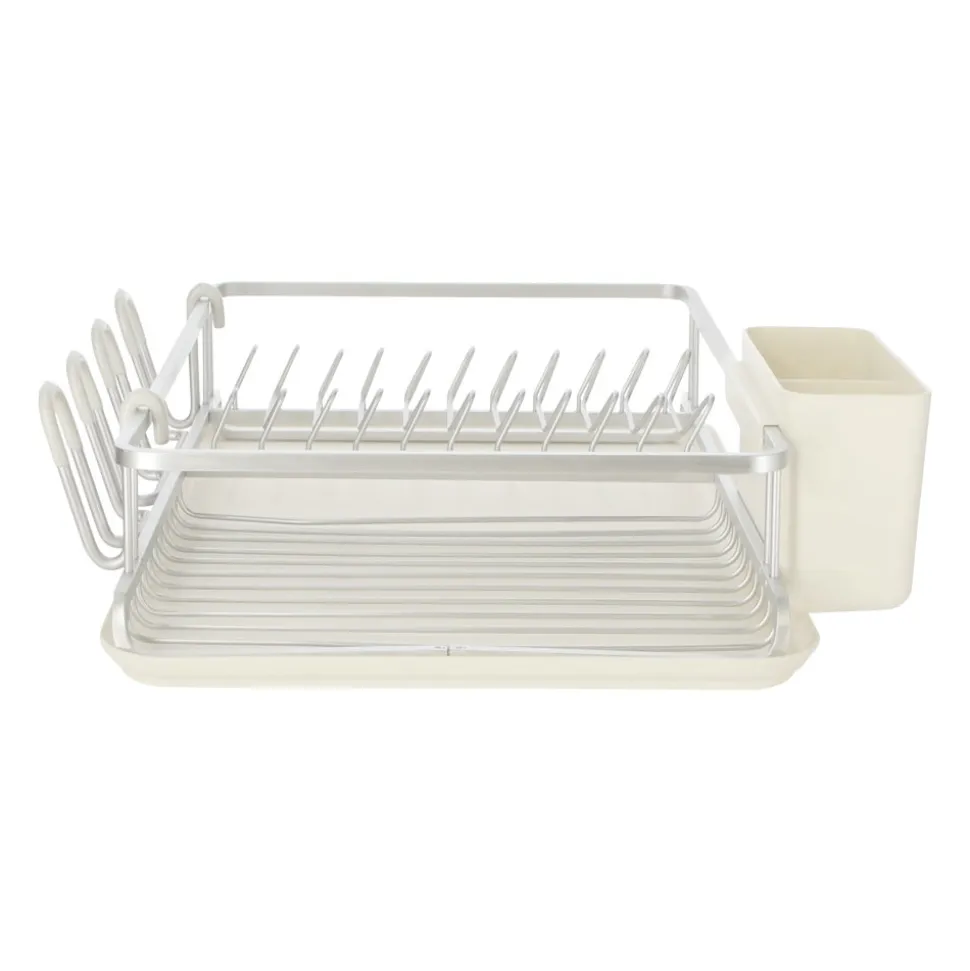 Secaplatos de aluminio con bandeja y escurre cubiertos 44x36x11,5 cm