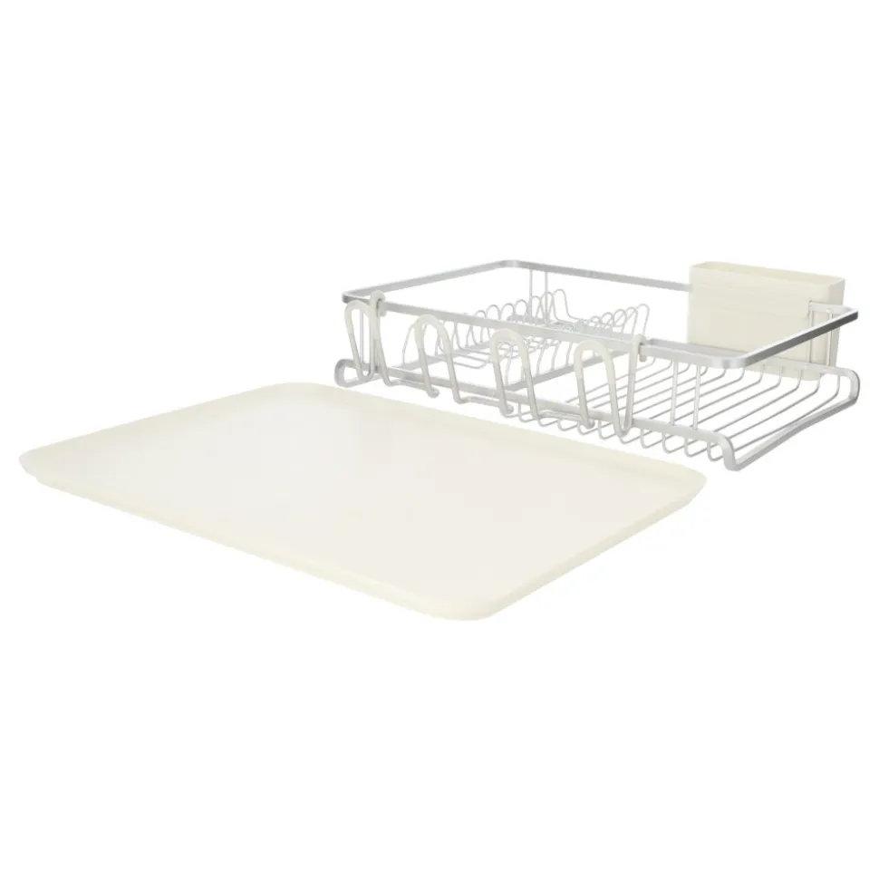 Secaplatos de aluminio con bandeja y escurre cubiertos 44x36x11,5 cm