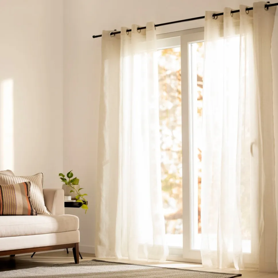 Set de 2 cortinas velo linoso con ojetillos 140x240 cm