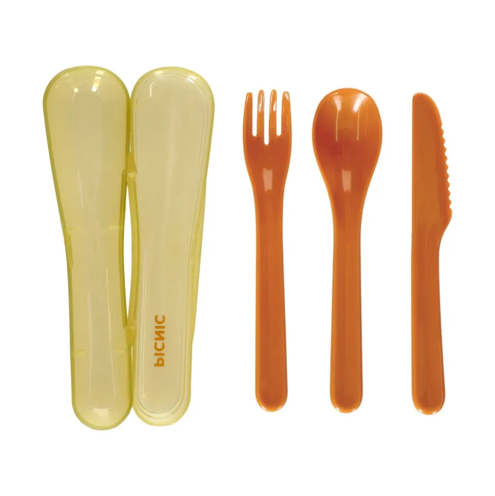 Set de cubiertos plásticos con contenedor
