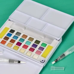 Set 24 de pintura acuarelas metálicas con pinceles