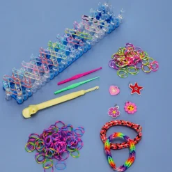 Set de telar con bandas elásticas arcoíris