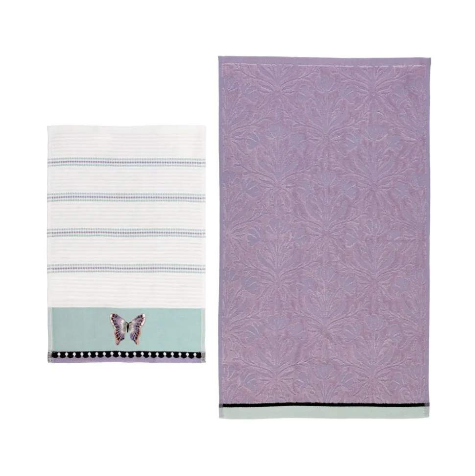Set de 2 toallas de visita algodón bordado 70x40 cm
