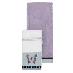 Set de 2 toallas de visita algodón bordado 70x40 cm