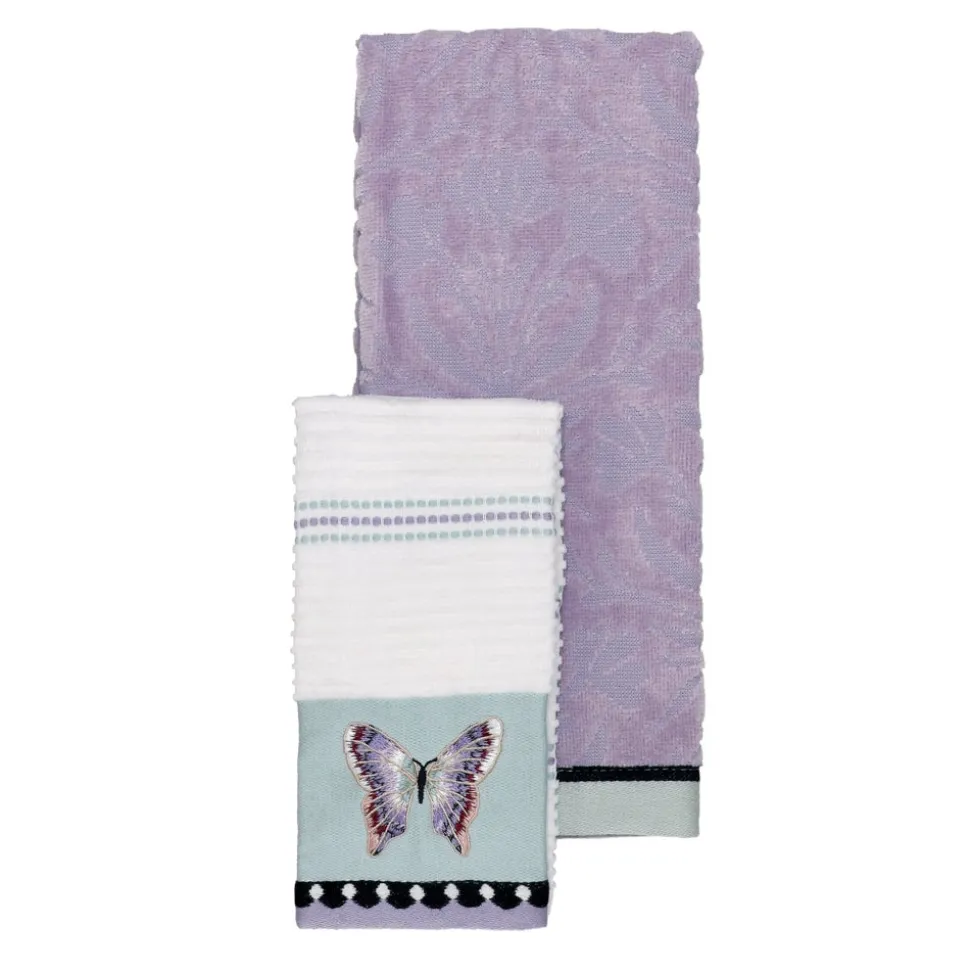 Set de 2 toallas de visita algodón bordado 70x40 cm