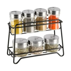Set 7 Especieros vidrio con rack 2 niveles