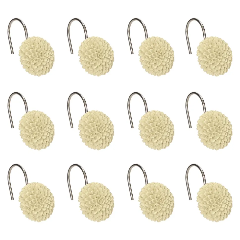 Set 12 ganchos de cortina baño flor