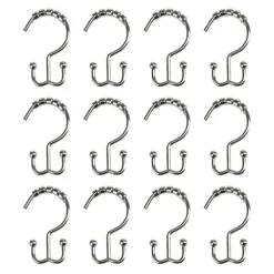 Set 12 ganchos dobles para cortina de baño