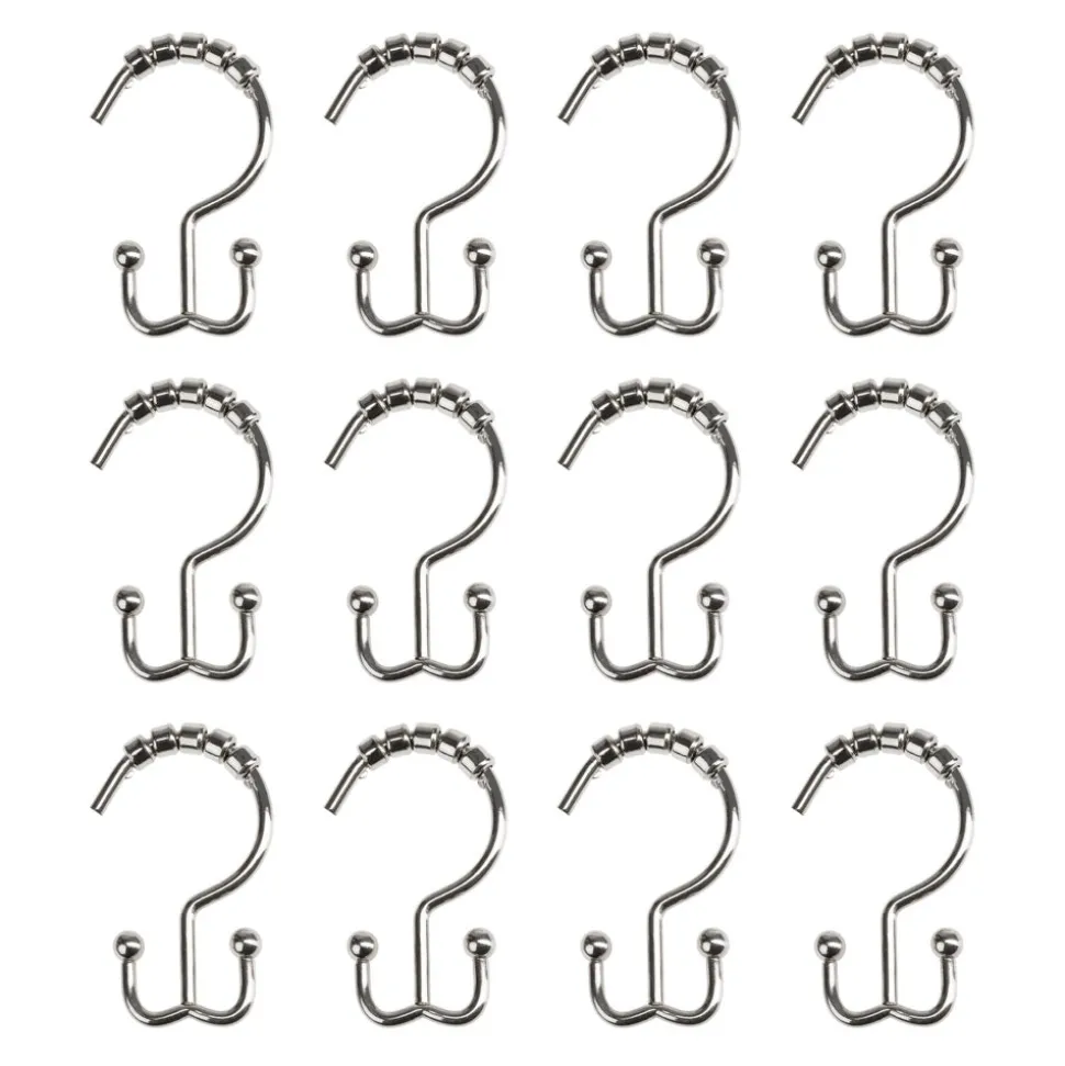 Set 12 ganchos dobles para cortina de baño