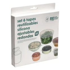 Set 6 tapas reutilizables de silicona