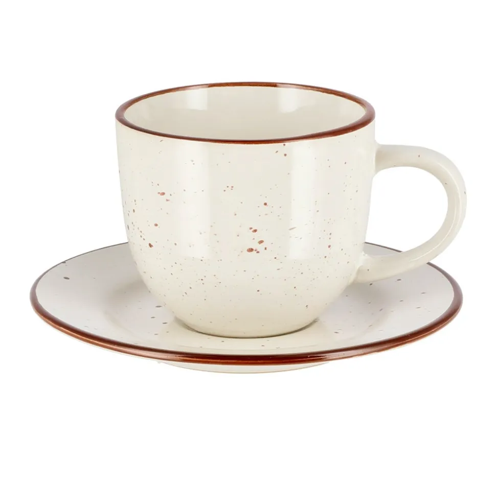 Taza de té con plato rústico 220 ml