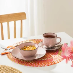 Taza de té con plato rústico 220 ml