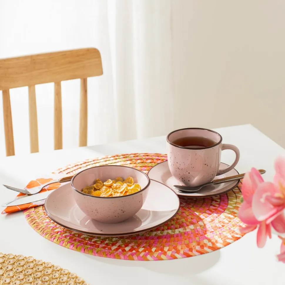 Taza de té con plato rústico 220 ml