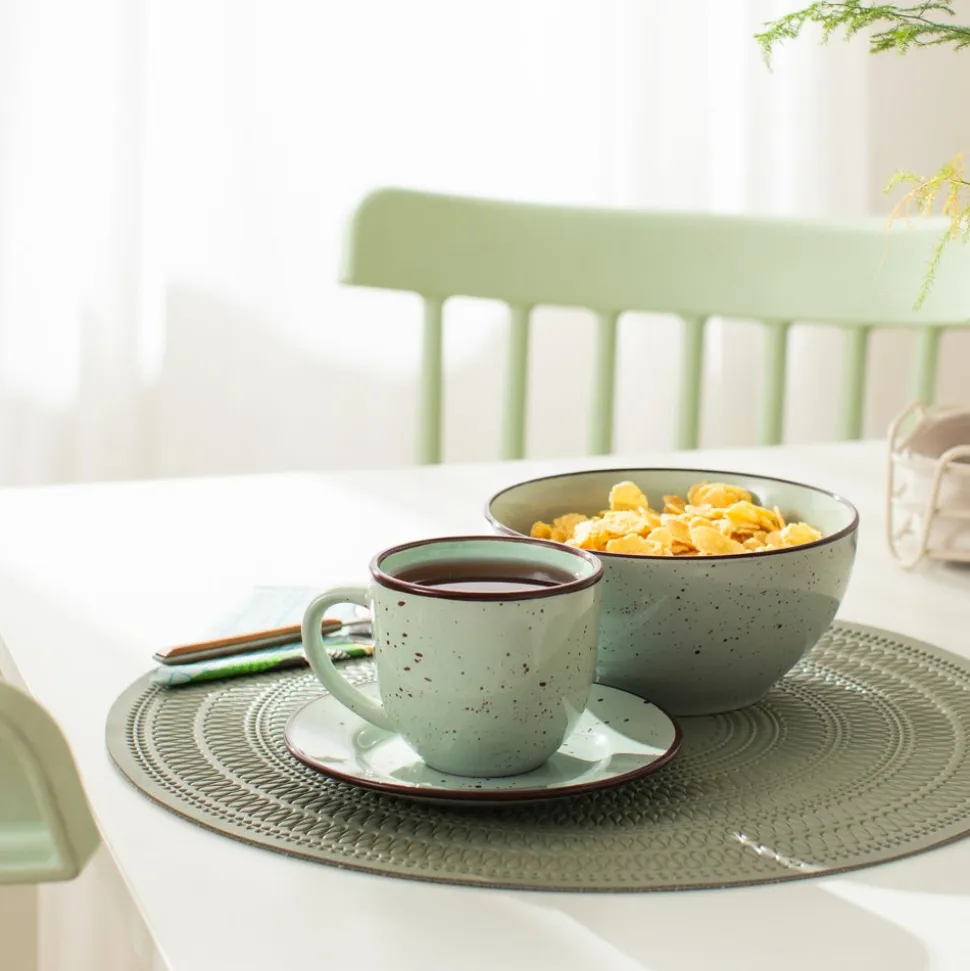 Taza de té con plato rústico 220 ml