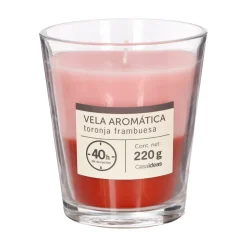 Vela con contenedor de vidrio toronja frambuesa 9x10 cm