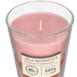 Vela con contenedor de vidrio toronja frambuesa 9x10 cm